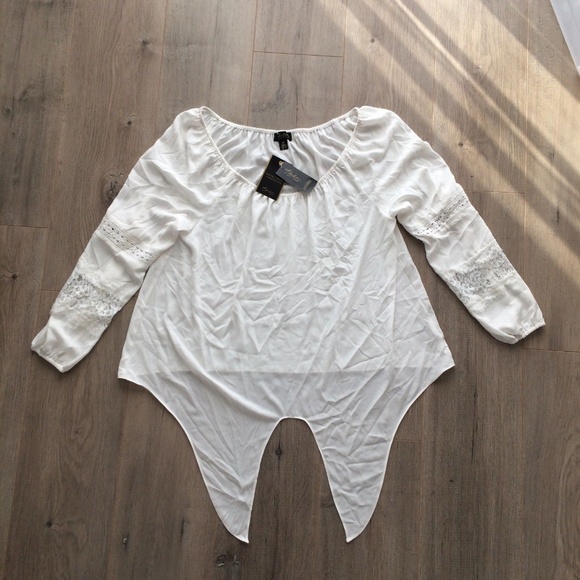 Thalia Sodi Boat Neck Lace Inset Tie Front Blouse - Picture 2 of 6